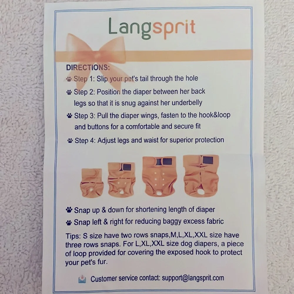 Langsprit Washable Female Dog Diapers (3 Pack), Koala print, sz S